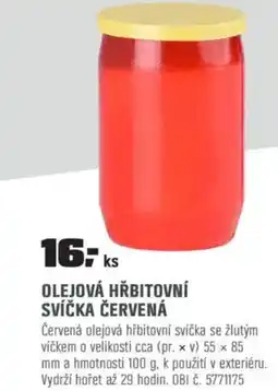 OBI Olejová hřbitovní svíčka červená nabídka