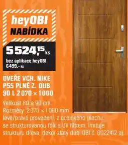 OBI Dveře vch. nike p55 plné z. dub 90 l 2070 × 1000 nabídka