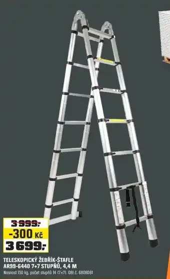 OBI Teleskopický žebřík-štafle ar99-6440 7+7 stupňů, 4,4 m nabídka