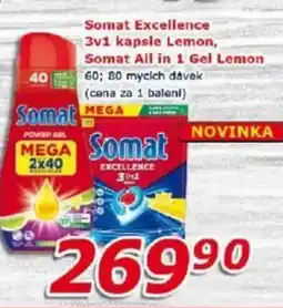 ESO MARKET Somat Excellence 3v1 kapsle Lemon, Somat All in 1 Gel Lemon nabídka