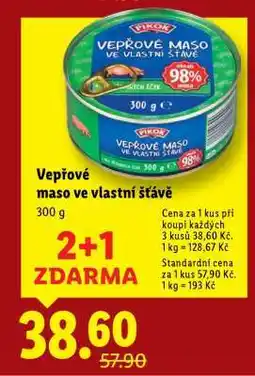 Lidl Vepřové maso ve vlastní šťávě nabídka