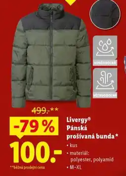Lidl Livergo pánská prošívaná bunda nabídka