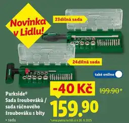 Lidl Parkside sada ráčnového šroubováku s bity nabídka