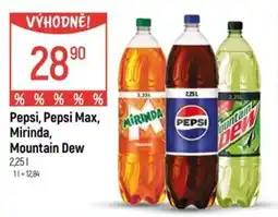 Globus Pepsi, Pepsi Max, Mirinda, Mountain Dew nabídka