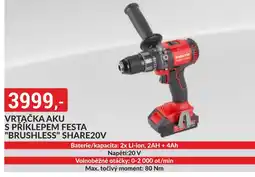Baumax Vrtačka aku s příklepem festa "brushless" share20v nabídka