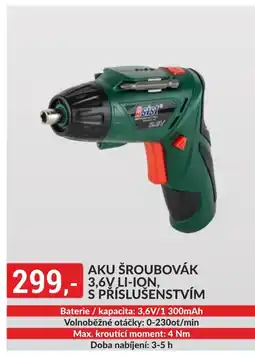 Baumax Aku šroubovák 3.6v li-on s příslušenstvím nabídka