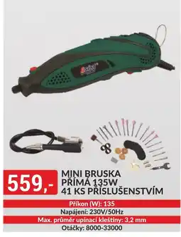 Baumax Mini bruska prima 135w 41 ks příslušenstvím nabídka