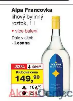 Barvy a laky drogerie Alpa Francovka lihový bylinný roztok, 1l nabídka