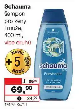 Barvy a laky drogerie Schauma šampon pro ženy i muže, 400 ml nabídka