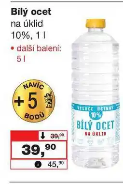 Barvy a laky drogerie Bílý ocet na úklid 10%, 1l nabídka