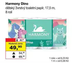 Barvy a laky drogerie Harmony Dino dětský 3vrstvý toaletní papír, 17,5 m, 8 rolí nabídka