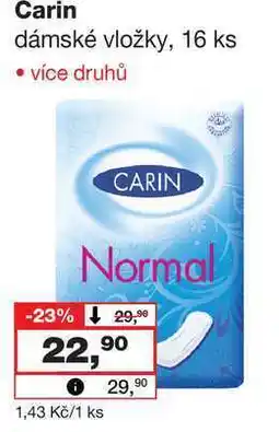 Barvy a laky drogerie Carin dámské vložky, 16 ks nabídka