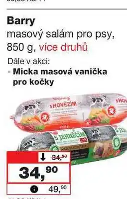 Barvy a laky drogerie Barry masový salám pro psy, 850 g nabídka