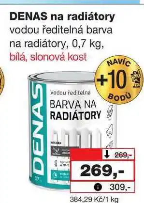 Barvy a laky drogerie DENAS na radiátory vodou ředitelná barva na radiátory, 0,7 kg nabídka
