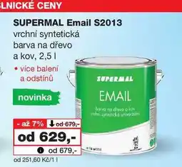 Barvy a laky drogerie SUPERMAL Email S2013 vrchní syntetická barva na dřevo a kov, 2,5l nabídka