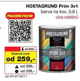 Barvy a laky drogerie HOSTAGRUND Prim 3v1 PRACOVNÍ POSTUP barva na kov, 0,6l nabídka