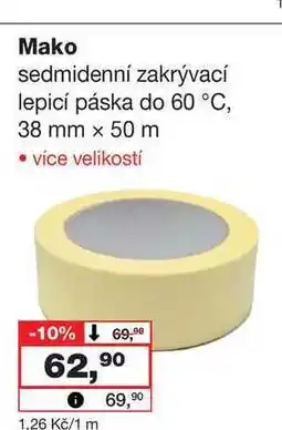 Barvy a laky drogerie Mako sedmidenní zakrývací lepicí páska do 60 °C, 38 mm x 50 m nabídka