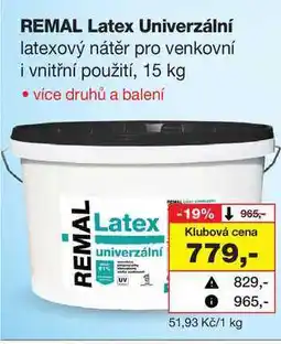 Barvy a laky drogerie REMAL Latex Univerzální latexový nátěr pro venkovní i vnitřní použití, 15 kg nabídka
