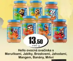 Adam Hello ovocná svačinka s Meruňkami, Jablky, Broskvemi, Jahodami, Mangem, Banány, Mrkví nabídka