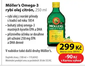 Möller's Omega-3 rybí olej citrón