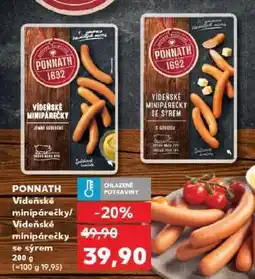 Kaufland PONNATH Vídeňské minipárečky/ Vídeňské minipárečky se sýrem nabídka