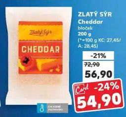 Kaufland ZLATÝ SÝR Cheddar bloček 200 g nabídka