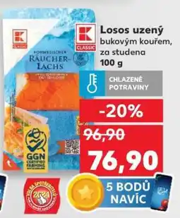 Kaufland Losos uzený bukovým kouřem, za studena 100 g nabídka
