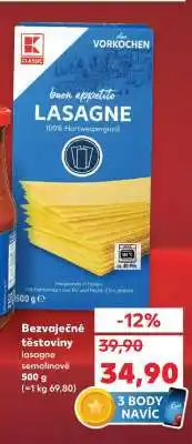 Kaufland Bezvaječné těstoviny lasagne semolinové 500 g nabídka