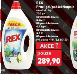 Kaufland REX Prací gel/ prášek/kapsle nabídka