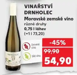 Kaufland VINAŘSTVÍ DRNHOLEC Moravské zemské víno nabídka