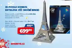 Sparkys 3d puzzle iconics: Eiffelova věž (noční edice) nabídka
