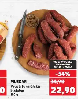 Kaufland Pejskar praví farmářská klobása nabídka