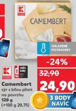 Kaufland Camembert sýr s bílou plísní na povrchu nabídka