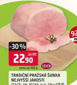 Trefa LE&CO TRADIČNÍ PRAŽSKÁ ŠUNKA NEJVYŠŠÍ JAKOSTI 100g nabídka