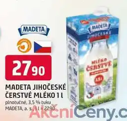 Trefa MADETA JIHOČESKÉ ČERSTVÉ MLÉKO 1L plnotučné, 3,5% tuku nabídka