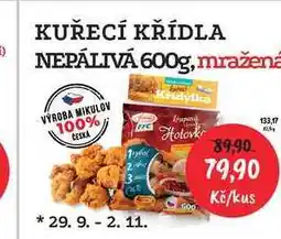 RABBIT řeznictví KUŘECÍ KŘÍDLA NEPÁLIVÁ 600g, mražená nabídka