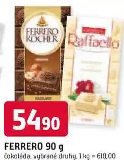 Trefa FERRERO 90 g čokoláda, vybrané druhy nabídka