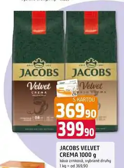 Trefa JACOBS VELVET CREMA 1000 g káva zrnková nabídka