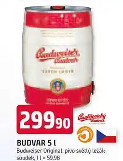 Trefa Budweiser Budvar B:Original Pivo světlý ležák 5L nabídka