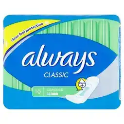 Ráj drogerie Always Classic Standard Hygienické Vložky 10 ks nabídka