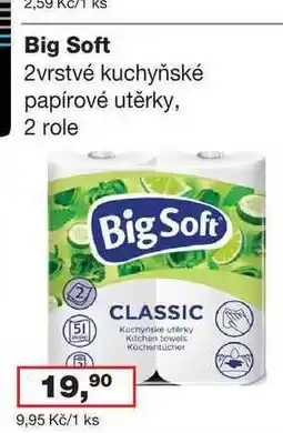 Ráj drogerie Big Soft 2vrstvé kuchyňské papírové utěrky, 2 role nabídka