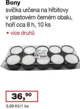 Ráj drogerie Bony svíčka určena na hřbitovy v plastovém černém obalu, hoří cca 8 h, 10 ks nabídka