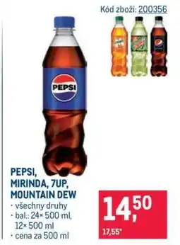 Makro Pepsi Mirinda 7UP, Mountain Dew nabídka
