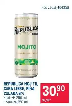Makro REPUBLICA MOJITO, CUBA LIBRE, PIŇA COLADA 6 % nabídka