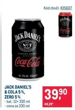 Makro JACK DANIEL'S & COLA 5 %, ZERO 5 % nabídka