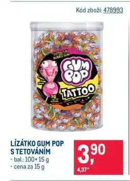 Makro Lízátko Gum Pop s tetováním nabídka