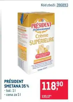 Makro PRÉSIDENT smetana 35 % nabídka