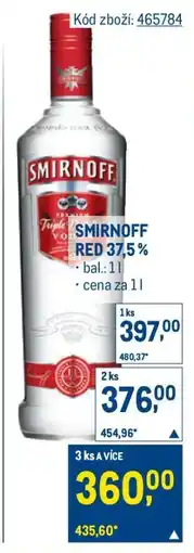 Makro Smirnoff Red 37,5 % nabídka