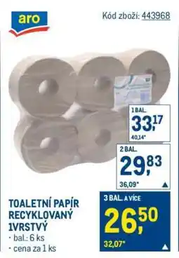 Makro TOALETNÍ PAPÍR RECYKLOVANÝ 1VRSTVÝ nabídka