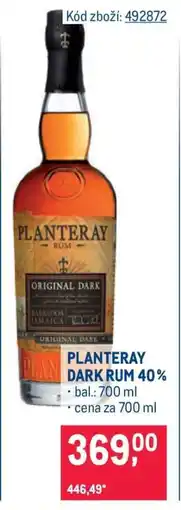 Makro PLANTERAY DARK RUM 40% nabídka